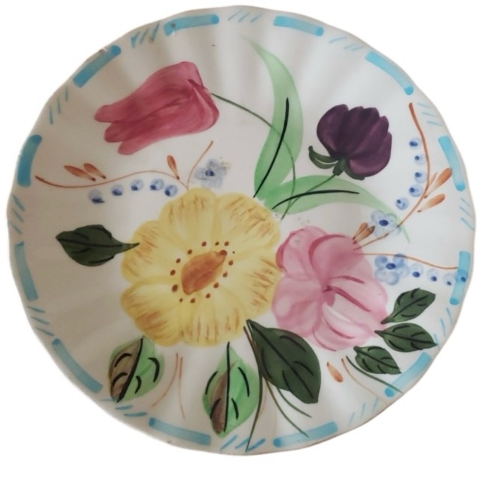 Blue Ridge Southern Pottery Hand Painted ‘Grandmother’s Garden’ Plate.